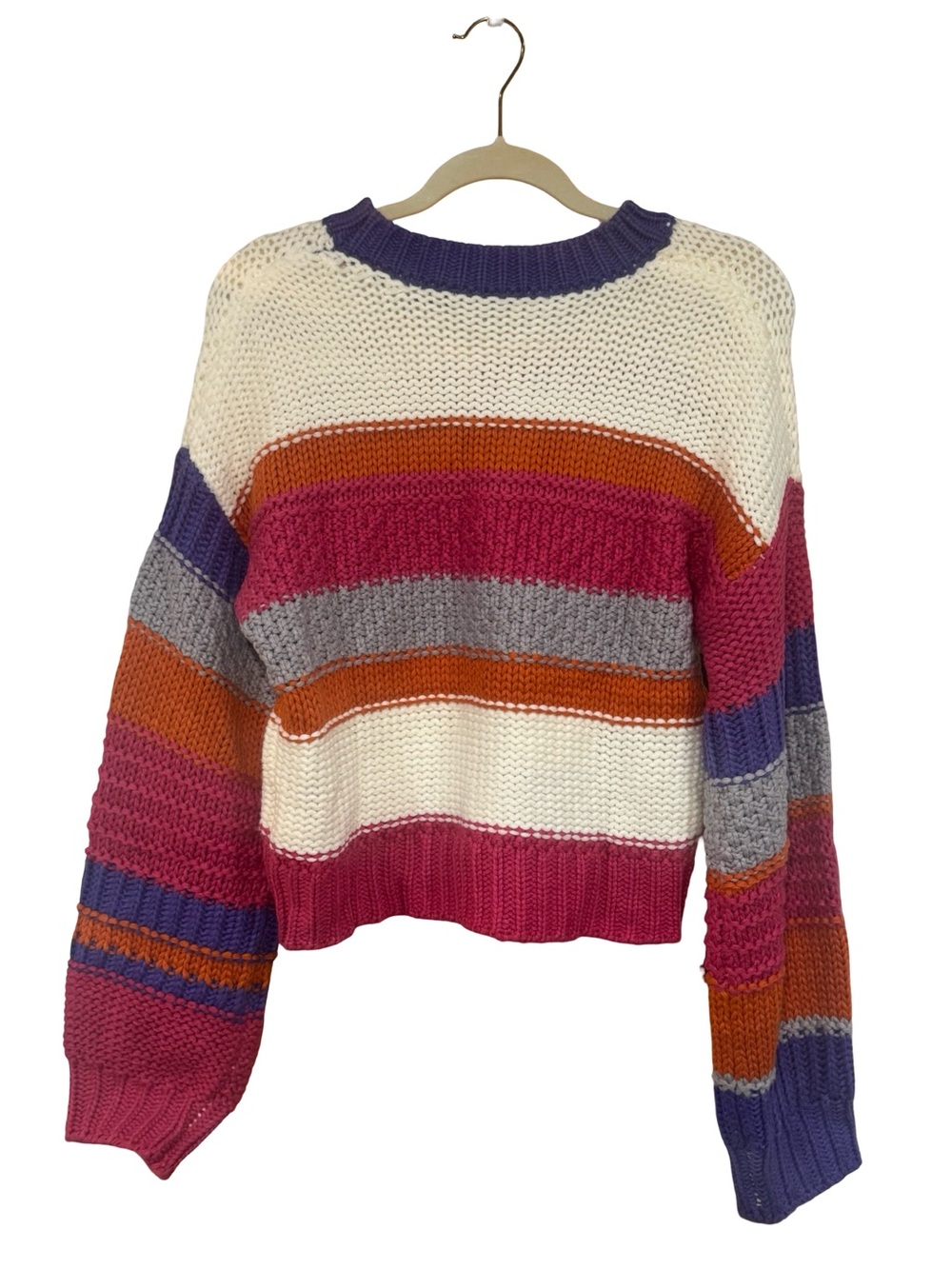 Striped Crewneck Knit Sweater - Multicolor